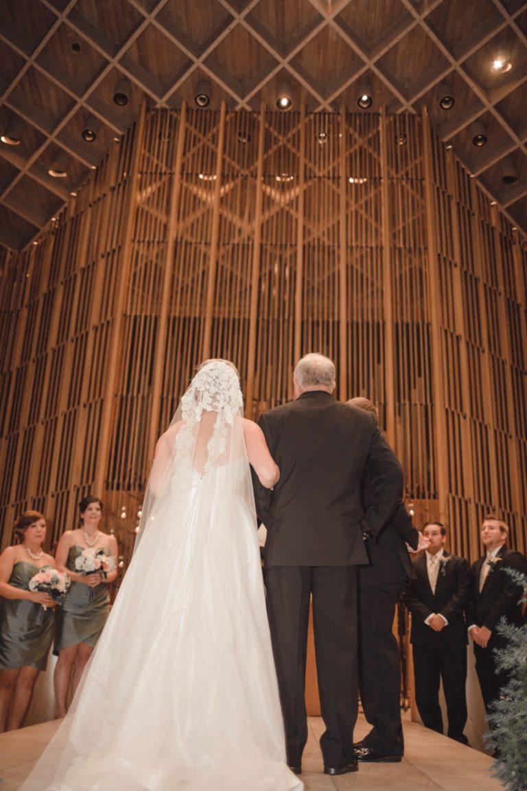 back of the bride and groom
